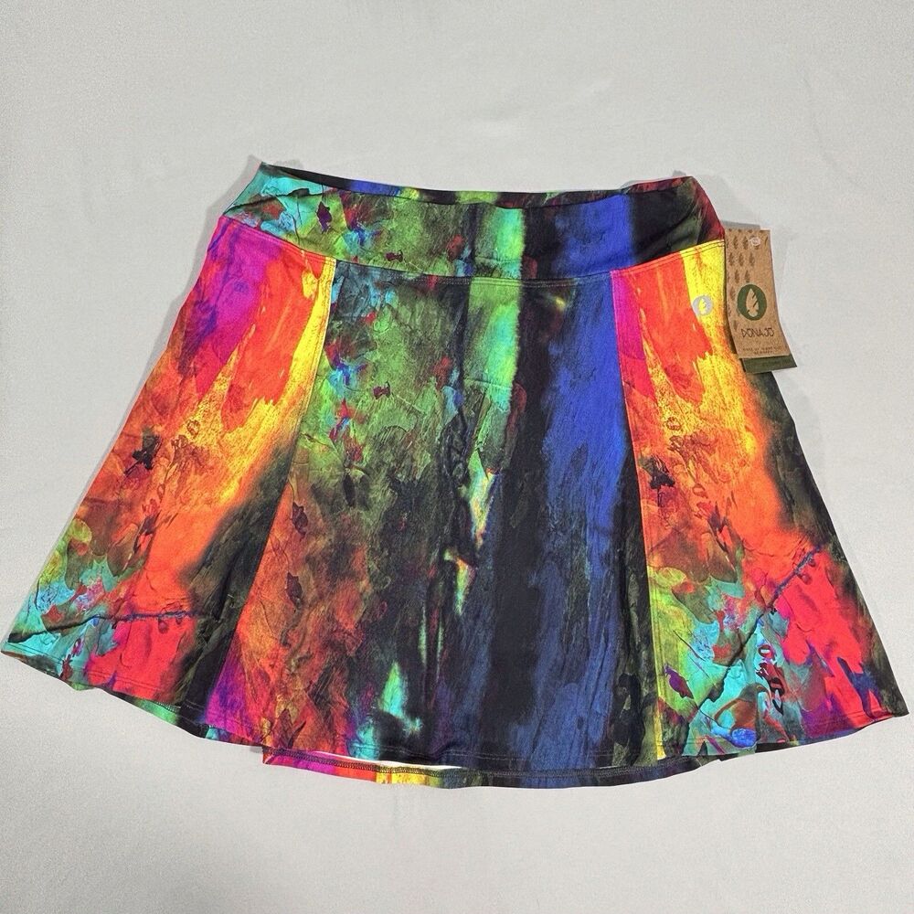 Dona Jo Skort Size 3 US XL Multi Watercolor Tennis Golf Active Skirt Shorts NWT